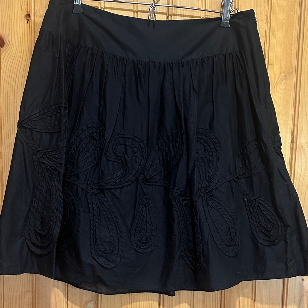 LOFT Black A-Line Skirt with Textured Design